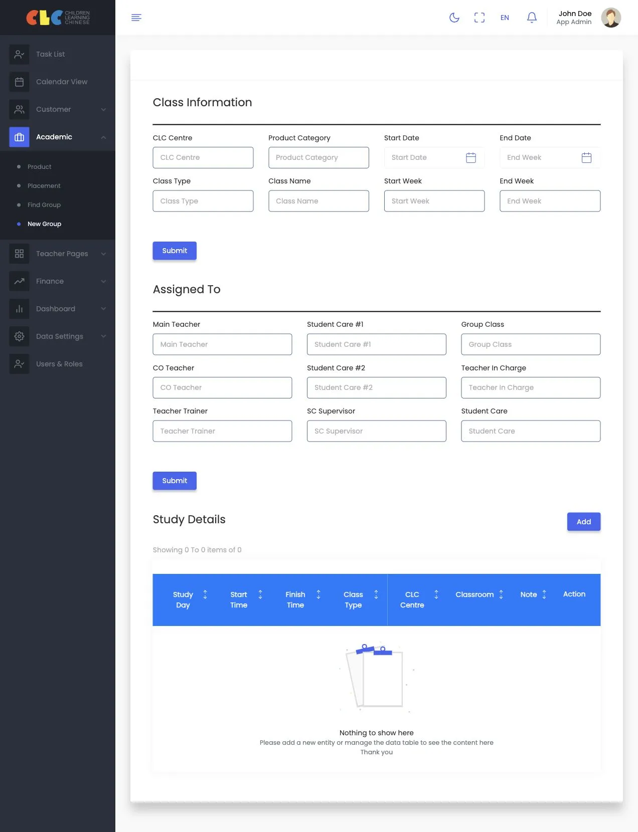 CLC Readykit group setup interface