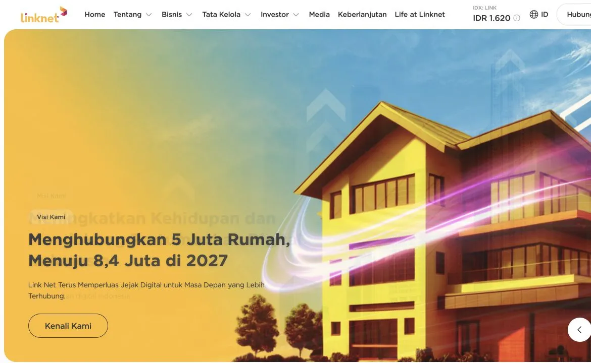 Link Net website application interface