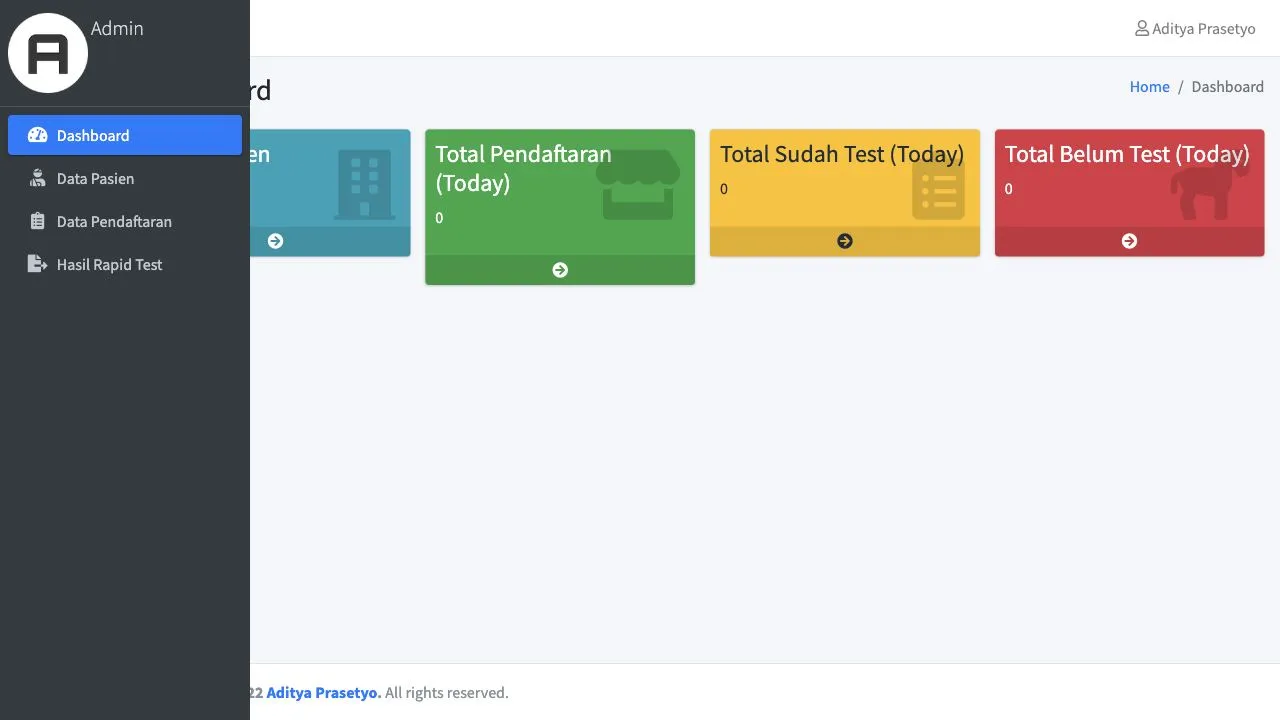 Rapid Test Registration application interface