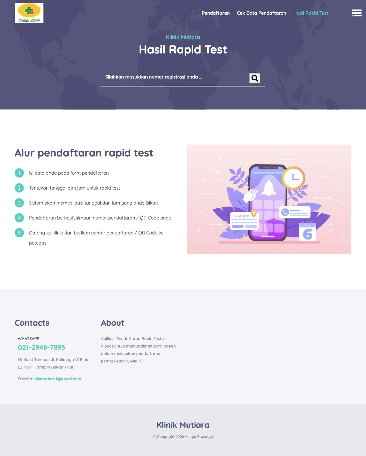 Rapid Test Registration test-result lookup form