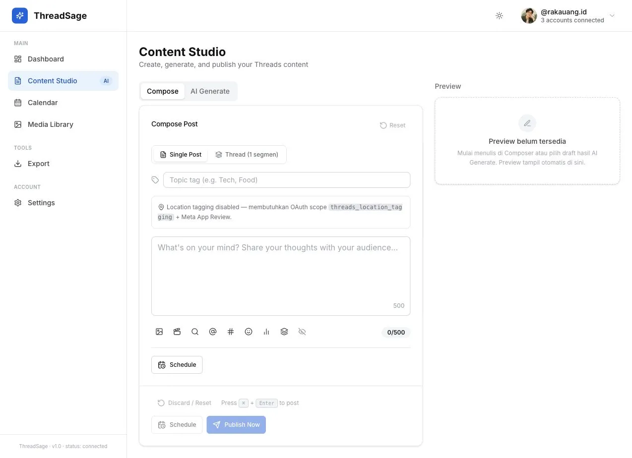 ThreadSage application interface